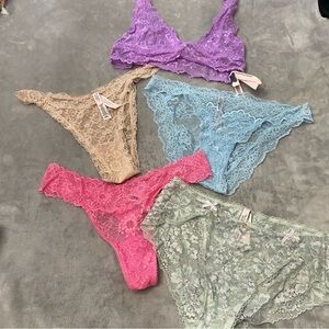 New! Victoria’s Secret 4 panty bralette bundle stretch lace thong 10378